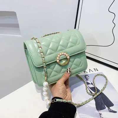 Elegant Pearl Decor Flap Design Woman's Shoulder Bag 